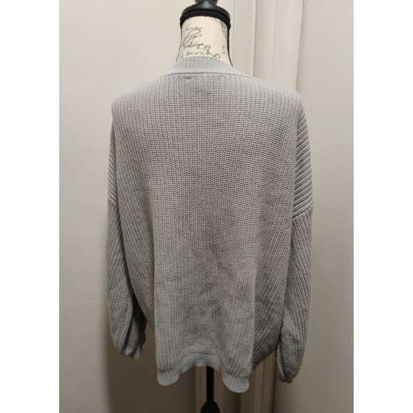 FOREVER 21 Women's Gray Long Sleeve Cardigan V Neck Button Front Pocket Large - Picture 9 of 15